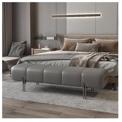 L3s9mPzVb4 Bettbank Bett-Endhocker, Schlafzimmer-Bett-Vorderhocker, Bettcouch, Leder, minimalistisch, Garderoben-Sofa-Hocker, Softpack-Schuh, Lange Bank(Dark Gray)
