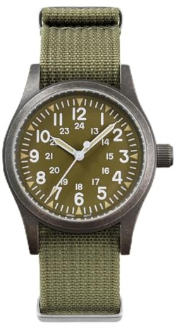 Militado ML05 ML05B 38mm Vintage Felduhren Für Männer, VH31 Schweigende Sekunde/515/Miyota Super 2035 Quarzwerk, Gewölbtes Saphirglas Mit AR-Beschichtung, C3 Super-Leuchtmasse, 100M Wasserdicht