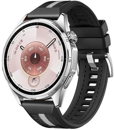 Hybrid Armband für Huawei Watch GT 6 46mm Silikon Nylon Design Ersatz Schwarz