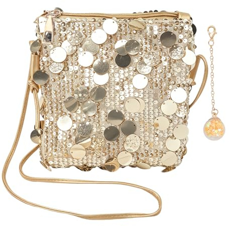 Tutukyle Damen Clutch Gold Glitzer Tasche Pailletten Crossbody Umhängetasch Kleine Handtasche Schultertaschen Glitzer Handytasche für Fasching Hochzeit Party Freizeit Date Shopping