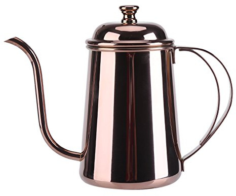650 ml Schwanenhals-Wasserkocher, Edelstahl-Wasserkocher zum Übergießen, Kaffeekanne mit Schwanenhals-uf, Teekanne für Zuhause, Camping, Reisen (Roségold)