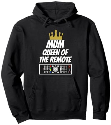 Mum Queen of The Remote - Present for Mum - Funny Slogan Pullover Hoodie