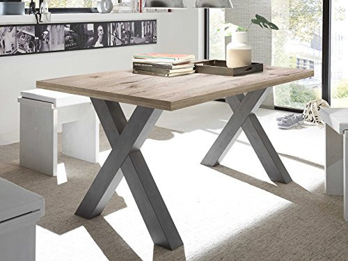 möbelando Esszimmertisch Esstisch Tisch Speisentisch Küchentisch Holztisch Trey IX Graphit/Sandeiche
