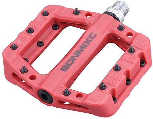 BONMIXC Nylon Fahrradpedale 9/16 Zoll Plattform Rennrad Pedale Cr-Mo Spindel Abgedichtetes Lager DH BMX Fahrradpedale (Rot)