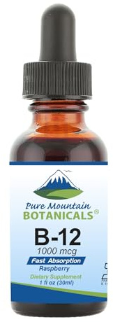 Pure Mountain B12 Liquid 1000 mcg - Sublingual B12 Complex Drops Vitamin