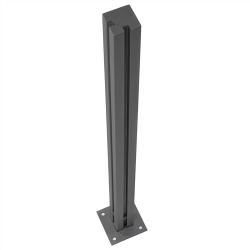Bijon Edelstahl Glasgeländer Pfosten für Glaszaun, 90° Pfosten, 125cm, Profil: 7x7cm, RAL 7016 Anthrazitgrau