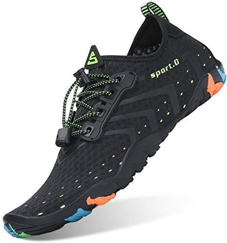 SAGUARO Badeschuhe Herren Wasserschuhe Männer Strandschuhe Damen Aquaschuhe Neoprenschuhe rutschfeste Schwimmschuhe Schwarz 43 EU