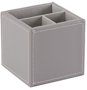 OSCO GRYPUPP3 Faux Leather Square Pen Pot - Grey