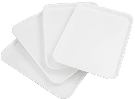 Tstorage Weiß Fast Food Tablett Serviertablett Kunststoff Plastik, Rechteckig, 4 Stück