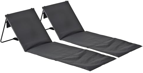 Harbour Housewares 2 Stück Folding Strandliege - Leichtes Material Praktische faltbares Design - Grau