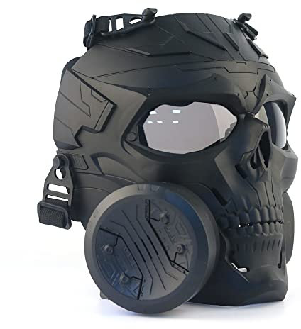 Gesichtsmaske mit rauchfarbenen Gläsern Anti Beschlag Gas Gesichtsmaske mit Turbo Fanter taktischer Airsoft Paintball Schutz mechanischer Totenkopf Schutz