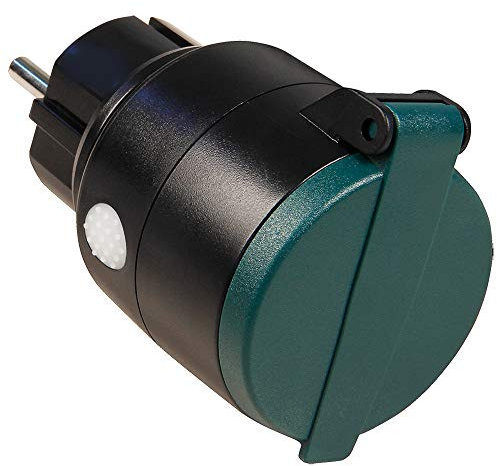 BestPlug Funk-Steckdose 3000W - max. 150m - IP44 - für Innenbereich und Außenbereich mit Schutzklappe - Schwarz/Grün mit Fernbedienung