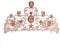 Prinzessin Krone Erwachsene Pfirsichfarben, Geburtstagskrone Kopfschmuck Festival Damen, Hochzeitskrone Braut Haarschmuck Gold