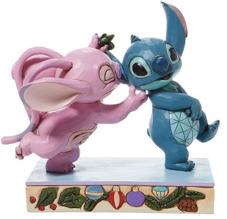 Enesco, Figura Decorativa Stitch y Angel con muérdago de Disney