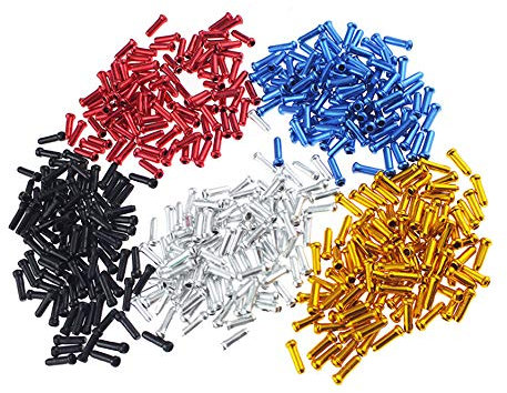 ANCLLO 100 pcs 5 Colors Alloy Road Mountain Bike Brake Cable Cap End Tips Crimp