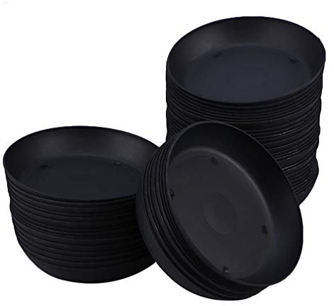 BESTonZON Blumentopf Rund Untersetzer 11cm Sukkulenten Töpfe Untersetzer Schwarz Kunststoff Teller 30pcs Pflanztopf Untersetzer Sämling Tablett Desktop Boden Pflanzen Blumen Untertassen