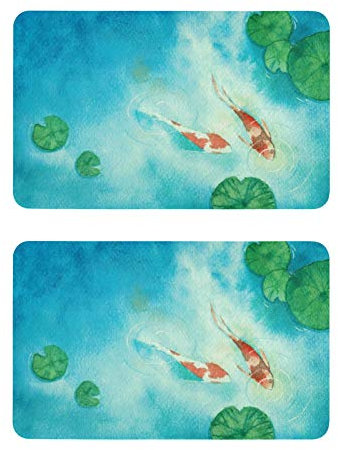 Mnsruu Kühlschrankmagnete mit Koi-Karpfen und Fischen, Wasserfarben, Lotusblätter, 2 Stück