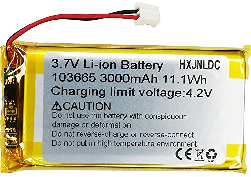 DC 3.7V 3000mAh 103665 Rechargeable Lithium Polymer Replacement Battery for DIY 3.7-5V Electronic Product, Mobile Energy Storage Power Supply