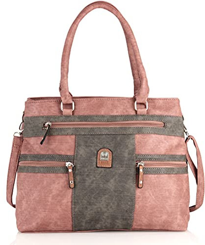 irisaa Handtasche Damen Shopper Mittelgroß Schultertasche Multifunktionale Henkeltasche Umhängetasche mit Abnehmbarem Schulterriemen und vielen Fächern, Damen Tasche:Dunkel Pink