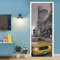 Türtapete selbstklebend zu schnell fahrendes Auto TürPoster 3D Bewirken Fototapete Türfolie Poster Tapete Abnehmbar Wandtapete für Wohnzimmer Küche Schlafzimmer 77x200cm