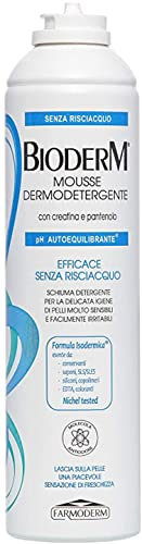 Bioderm Mousse Dermodetergente - Spray Assainissant Peau Délicate Sans Rinçage - Dermo-nettoyant Corps pour Peaux Sensibles, Asphyxiées et Irritables - Gel douche Adultes, Alités et Incontinents