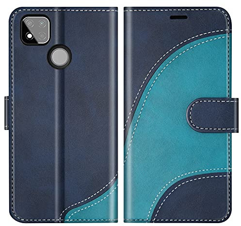 BoxTii Coque pour Xiaomi Redmi 9C, Portefeuille Etui en Cuir PU, Magnétique Protection Housse Coque pour Xiaomi Redmi 9C, Bleu