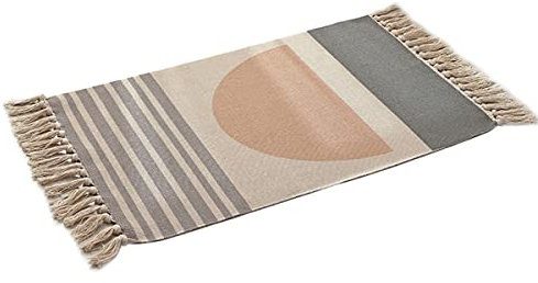 jia cool, Boho Teppich, Küchenteppich Waschbar, Badezimmerteppich Gewebt Kleine Baumwolle Bohemian Tribal Farmhouse Quasten Schlafzimmer Flur Marokkanische Badematte