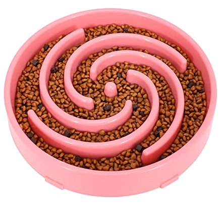 LEACOOLKEY Large Slow Feeder Dog Bowl,Slow Dog Feeder Bowl Maze Interactive,Anti Gulping Healthy Eating,Stop Bloat Pet Slow Down Feeding Dishes for Medium/Big Dogs(Pink)