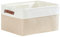 Mangata Faltbare Aufbewahrungskörbe mit Ledergriff,Verdicktes Canvas-Stoff Aufbewahrungsbox für Spielzeug, Kleidung, Zuhause, Wäsche (Helles Khaki/weiß, Large)