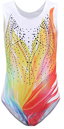 Odizli Body Ginnastica Artistica Bambina Senza Maniche Ritmica Balletto Leotard Pattinaggio Artistico Ballerina Danza Claasica Regalo Ragazze Arcobaleno 7-8 Anni