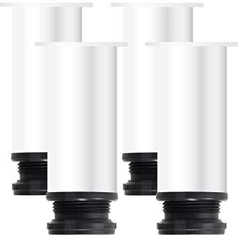 Drenky Pieds de Meuble 4 Pieds, Pied de Lit 12cm Blanche Pied Reglable pour Meuble en Hauteur Fabriqué en Acier Inoxydable, Hauteur Réglable de 0 à 15 mm, Livré avec des Vis en Acier Inoxydable