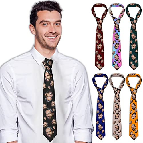 Aokizkdzsw Benutzerdefinierte Krawatte, Personalisierte Foto-Krawatte, Lustige Krawatten, Geschenke für Jungen, Männer, Väter zum Valentinstag oder Vatertag, Lustiges Gesicht