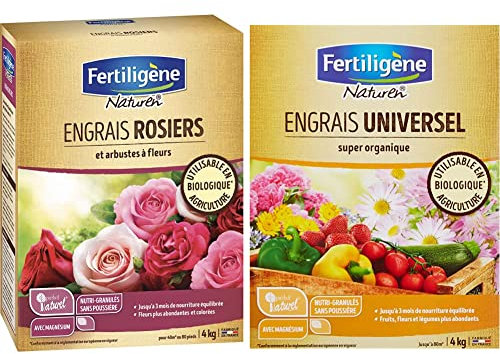 Naturen 8398 Engrais Rosiers et Arbustes A Fleurs 4 kg & Engrais Universel 4 kg