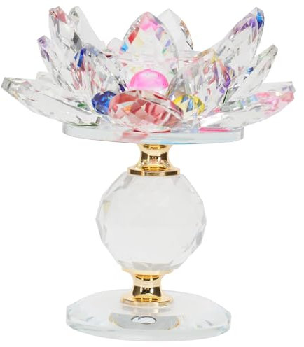 Homoyoyo Veilleuse en Cristal en Forme de Fleur de Lotus-Fleur de décorative,Chandelier De Lotus Chandelier Bouddhiste Essentielle Conique pour Décoration de Table,Mariage,Cérémonies