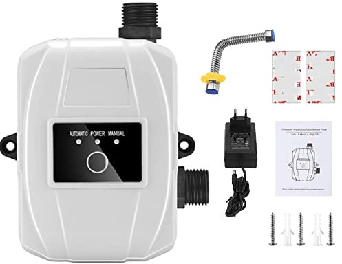 Bomba de agua refuerzo automática de 24V DC 150P controlador de Presión calentador sin escobillas 32L/min tubería grifo para hogar fregadero cocina (Blanco)