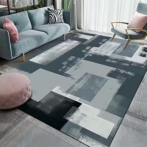 SUNYRDSM Non Slip Flooring Rug 130x190cm Pastel Bedroom Accessories Fadeless Grey Soft Carpet Modern Bedroom Accessories Non-Slip Gaming Room Decor Rug