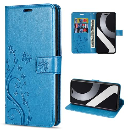betterfon Hülle Kompatibel mit Xiaomi 13 Lite | Premium PU Leder Handyhülle Wallet Case für 13 Lite | Schutzhülle Blumen Klapphülle Handyhülle | Blau