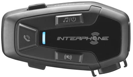 Interphone Intercom U-COM 7R Mono – Intercom Moto pour Communication Entre 4 usagers et jusqu'à 1km – avec Bluetooth 5.1 pour GPS et appels – Autonomie 15h et étanchéité IP67