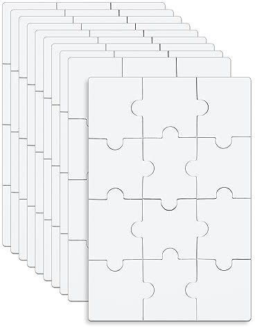 10 Blatt Leere Puzzle, 10 x 15 cm, 12-teiliges Leeres Puzzle Set Bemalbares Puzzle Leeres Puzzle DIY Lustiges Ganz Weißes Puzzle für Aktivität, Geburtstag, Party, Gastgeschenke, Basteln