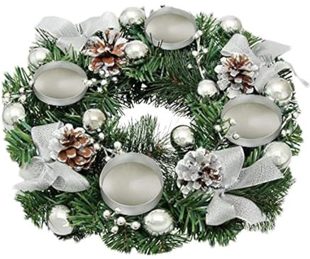 Couronne De L'Avent De Noël Couronne D'anneaux De Bougies De Noël Centre De Table De Noël Couronnes D'anneaux De Bougies Artificielles, Pratiques Et Exquises pour Table À Manger