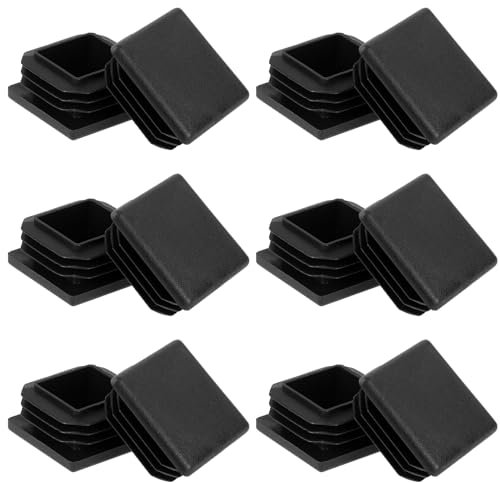 Lot de 12 embouts carrés à lamelles - 40 x 40 mm - Noir - Pour tube carré, produits en métal, chaises, étagères