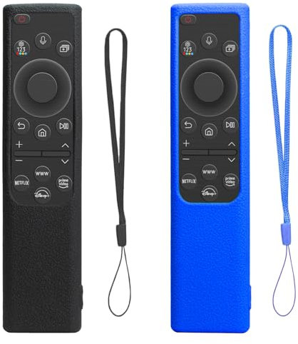 Paquete de 2 Fundas de Control Remoto para Samsung Smart Solar Cell Remote 2021 2022 BN59-01357 BN59-01385 BN59-01265A, Funda de Silicona Antideslizante a Prueba de Golpes (Azul Marino+Negro)
