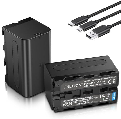 ENEGON NP-F750 Type C Charging Port Battery(2 * 5600 mAh) for Sony F970, F750, F550, F770, F730, DCR-TRV9/TRV900/VX200, CCD-TRV815/TR3/TRV82/TR3000/TRV85/TR3300, Etc.