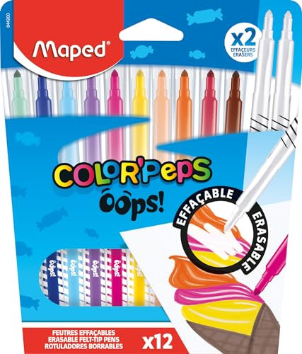 Maped - radierbare Filzstifte COLOUR'PEPS OOPS - x10 radierabre Fasermaler + x2 Radier-Filzstifte