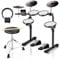 HAMPBACK MK-0 Batteria Elettronica, 4 Pad Batteria Mesh Silenziosi, Rack in Alluminio, 2 Pedali Switch, 68 Suoni, Trono, Cuffie, Bacchette, Adatta a Principianti e Bambini