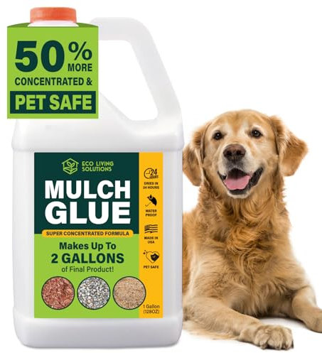 ECO LIVING SOLUTIONS Mulch Glue for Landscaping - Rock & Gravel Binder | Spray Glue for Paver Sealer | Landscape Glue for Mulch & Pebbles | Pet Safe & Plant Safe - 1 Gallon