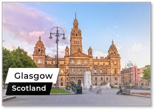 Kühlschrankmagnet Glasgow City Chambers und George Square in Glasgow, Schottland,
