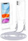Anshow Verbesserte Handykette für iPhone 11 Hülle mit Band + 1 Schutzfolie, Necklace Stoßfest Handyhülle iPhone 11 Case Transparent Schutzhülle zum Umhängeband Abnehmbar, Silber