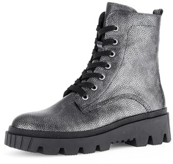 Gabor Damen Combat Boots, Frauen Stiefeletten,uebergangsstiefel,schnürstiefel,Winterstiefel,Winterschuhe,warm,Bootee,Grey/schwarz,42 EU / 8 UK