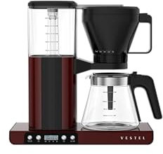 Vestel FCM9065 Golden Cup Filterkaffeemaschine mit Glaskanne, 1,25L Füllmenge, 10 Tassen Kapazität, 1550W, Warmhaltefunktion (Bordeaux)